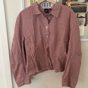 GAP Barrel Red and White Striped Button Down Shirt